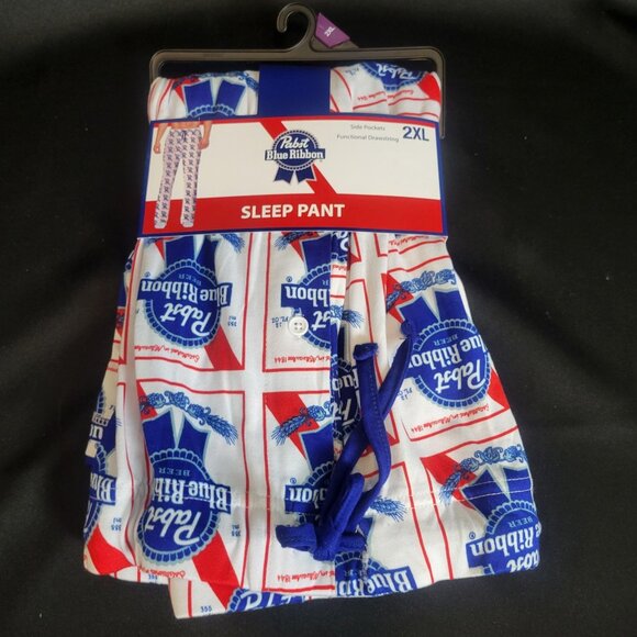 Pabst Blue Ribbon Beer Vintage Logo Sleep Pajama Lounge Pants 2XL NEW NWT - Picture 2 of 4